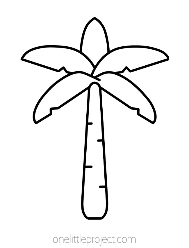 Palm tree outline with 5 fronds