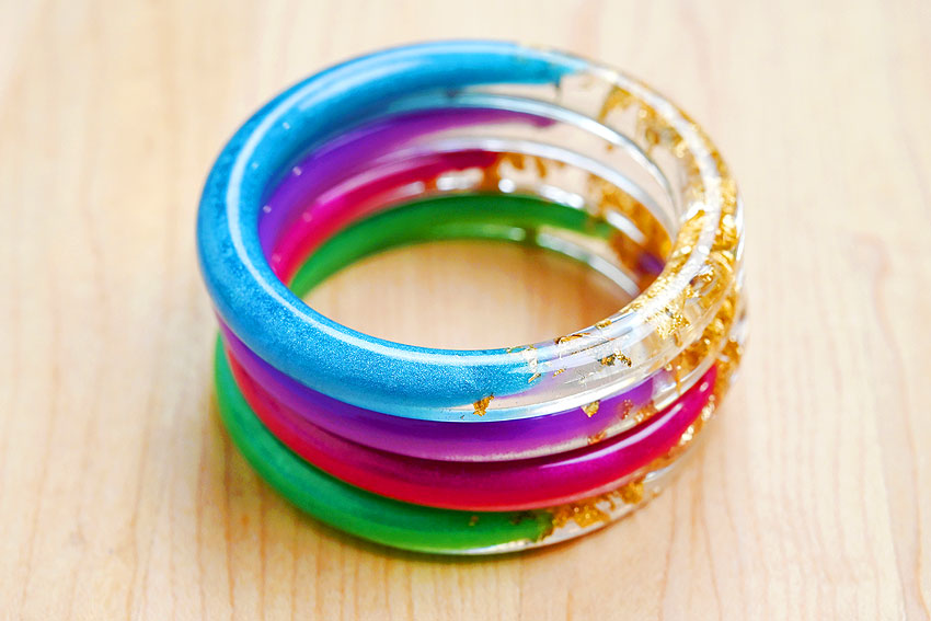 Resin bangle bracelets