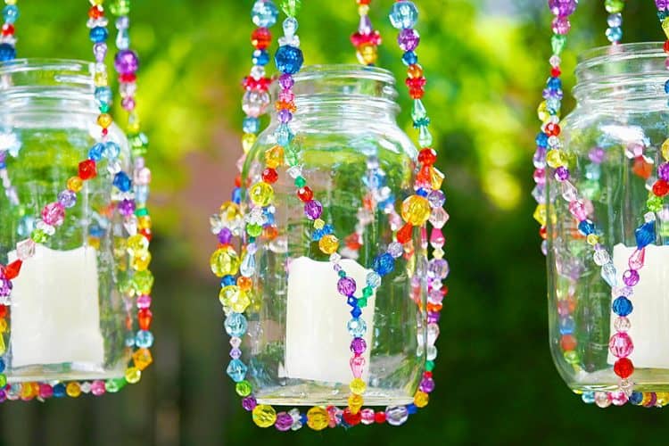 Beaded Lantern Bead lantern and plant pot holder