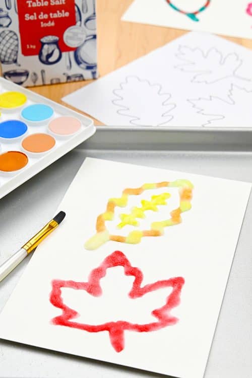 Leaf Salt Painting Easy Fall Leaves Salt Painting for Kids