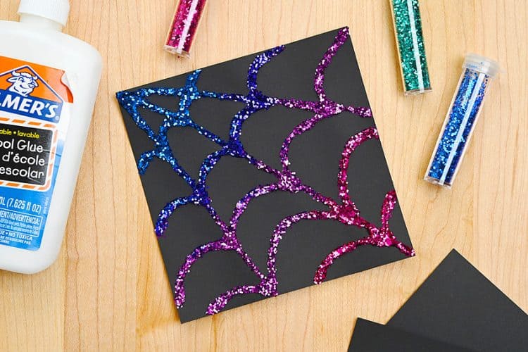 Glitter Spider Web Glitter and glue spider webs