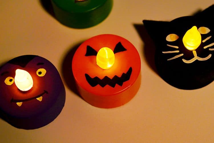Halloween Tea Lights | Painted Halloween Tealight Candles