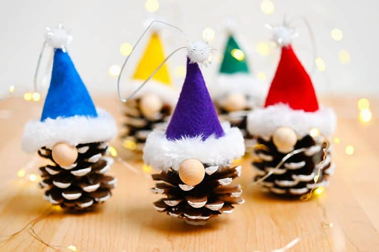 Pine cone gnome ornament