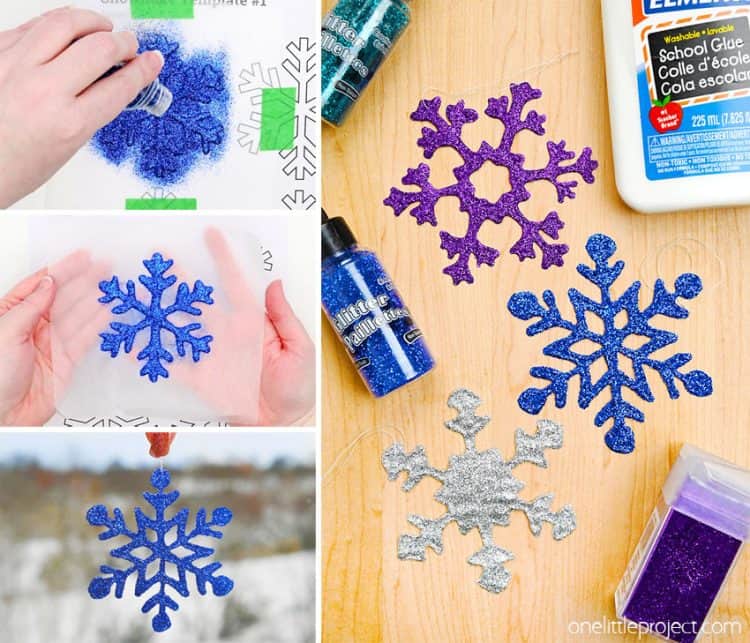 Glitter Snowflakes Craft | Easy Glitter Glue Snowflake Ornaments