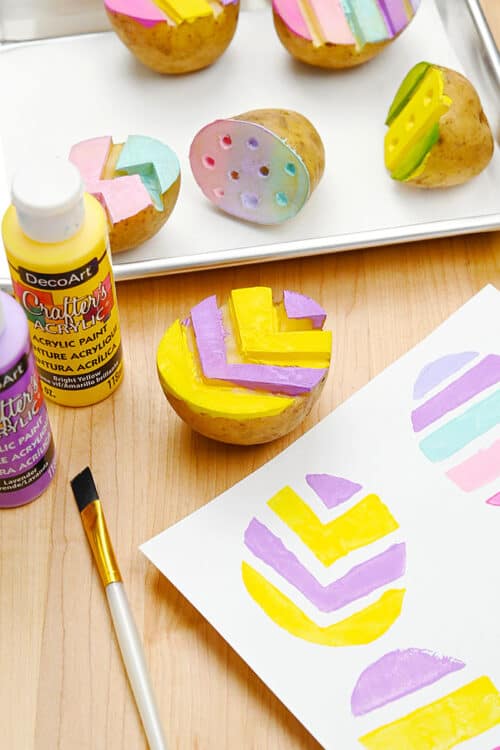 Potato Stamp Easter Eggs Easter Potato Printing