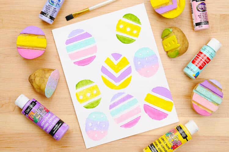 Potato Stamp Easter Eggs Easter egg potato stamps