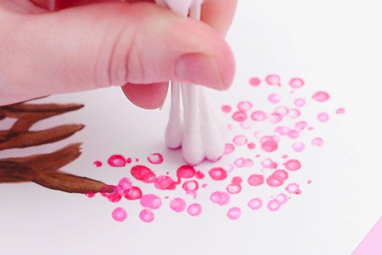 Cherry Blossom Painting with Q-Tips | Easy Spring Art for Kids