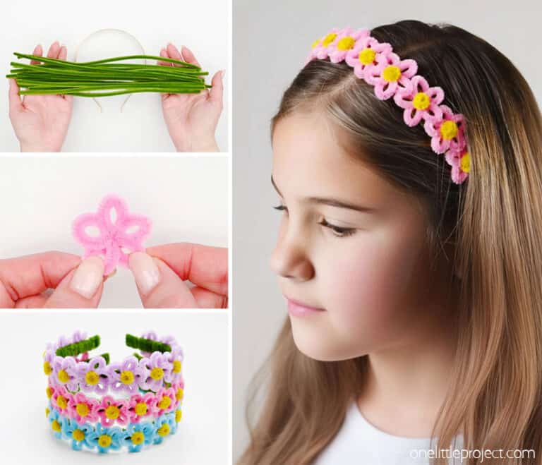 Pipe Cleaner Flower Headband Cute and Easy DIY Hair Bands!