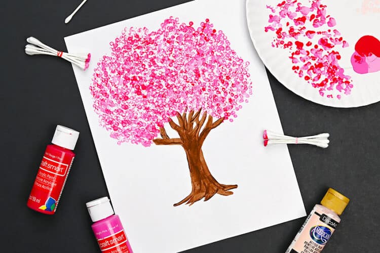 Cherry Blossom Painting How to paint a cherry blossom tree with Q-tips
