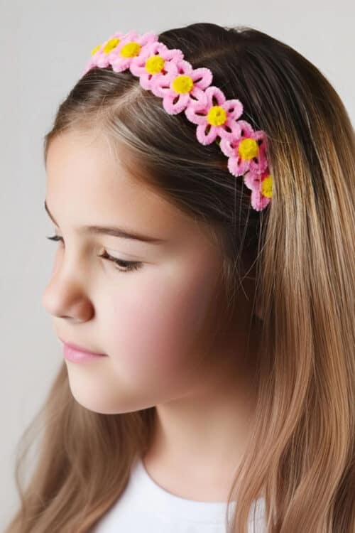 Pipe Cleaner Flower Headband - Cute and Easy DIY Hair Bands!