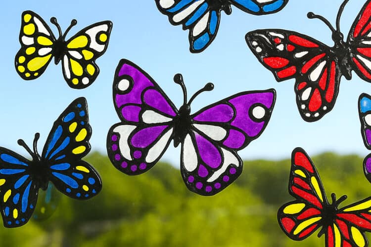 Homemade butterfly window cling craft