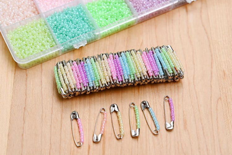Safety Pin Bracelets with Beads