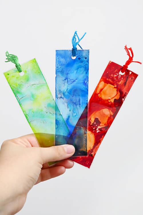 DIY Alcohol Ink Bookmarks - With Colourful, Swirled Designs