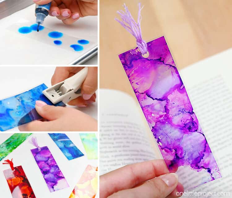 DIY Alcohol Ink Bookmarks - With Colourful, Swirled Designs