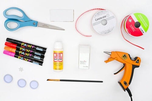 Bottle Cap Snowman Supplies