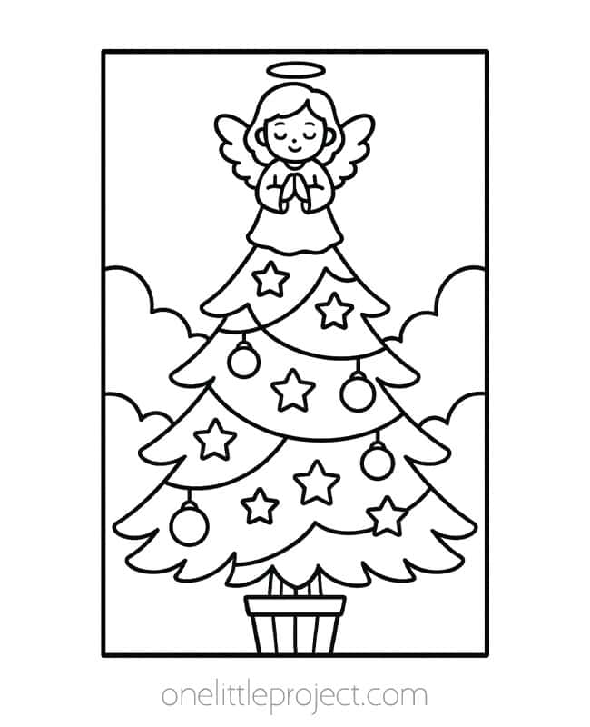 Coloring Page of an Angel Coloring Page of an Angel - angel Christmas tree topper