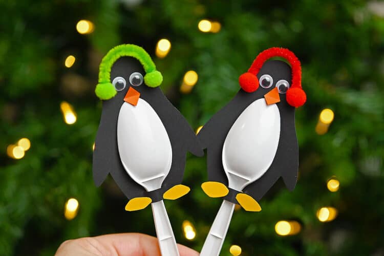 Penguin Spoon Craft DIY spoon penguin winter craft