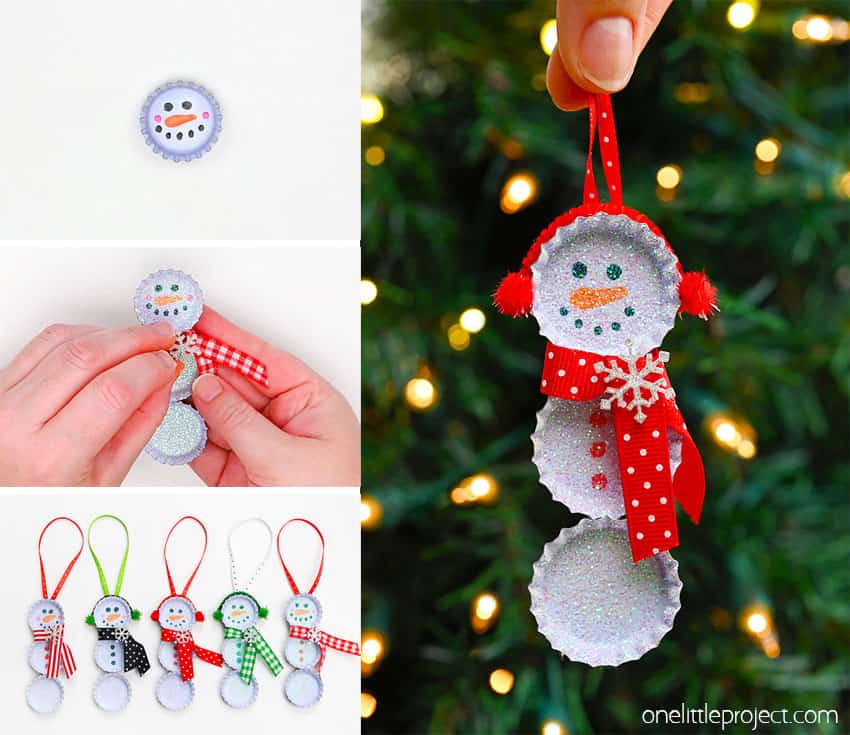 How to Make a Bottle Cap Snowman DIY bottle cap snowman