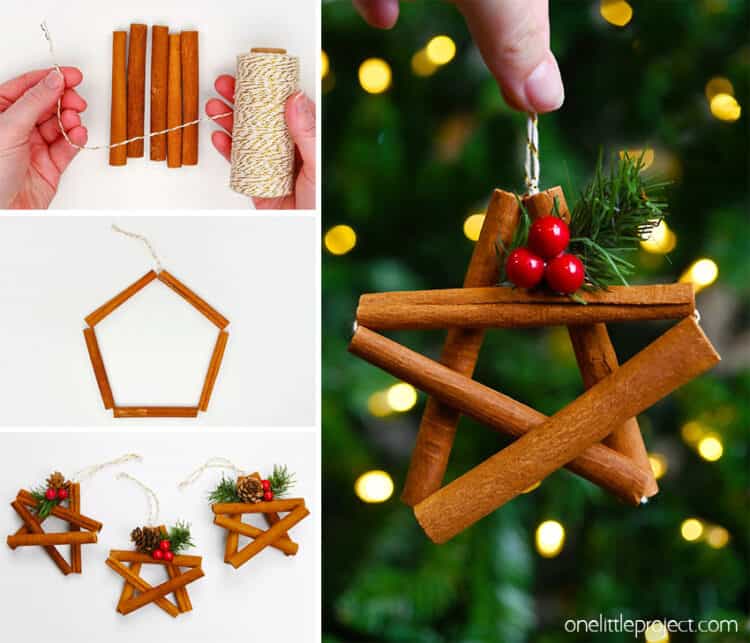 How to Make a Cinnamon Stick Star Ornament DIY cinnamon stick stars