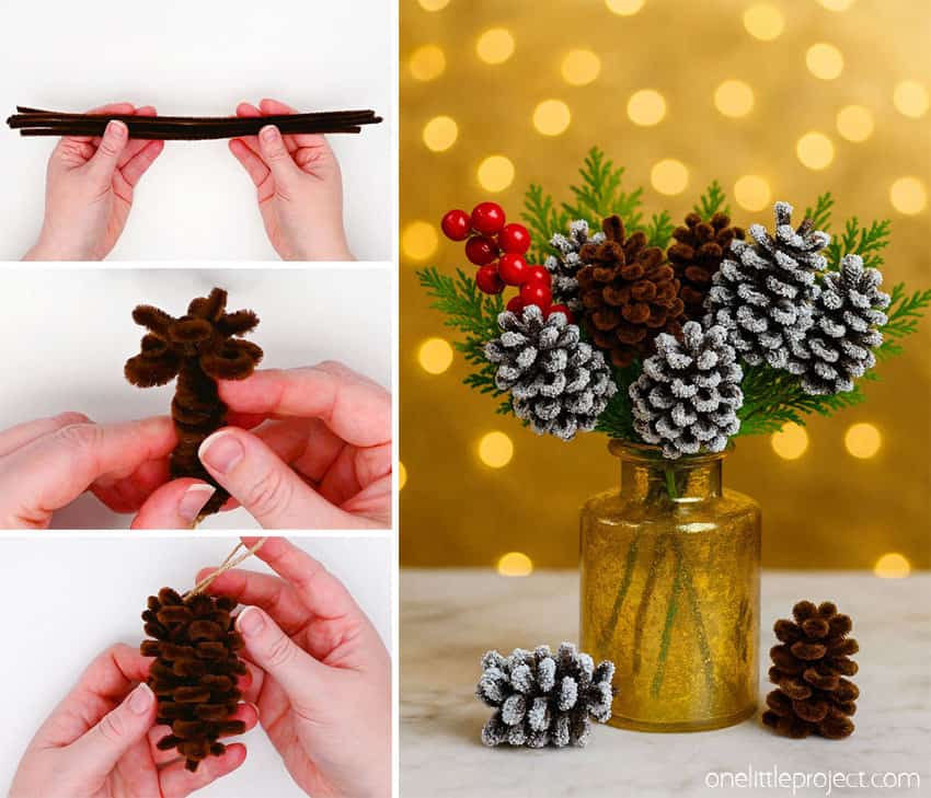 How to Make Pipe Cleaner Pine Cones DIY pipe cleaner pine cones