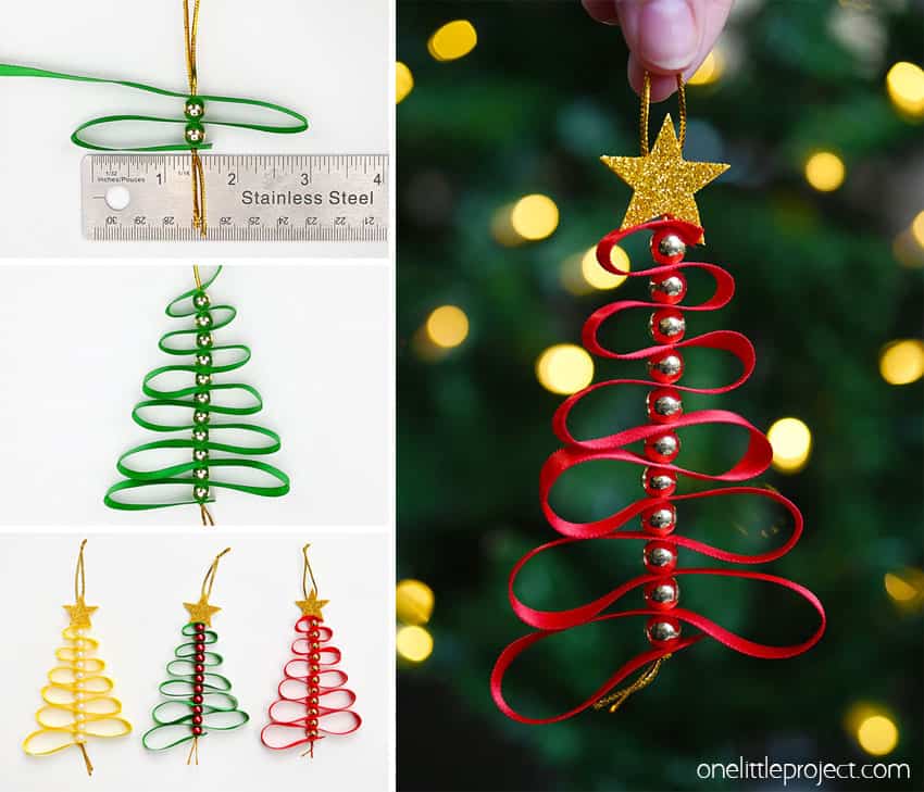 How to Make Ribbon Trees DIY ribbon Christmas tree ornament
