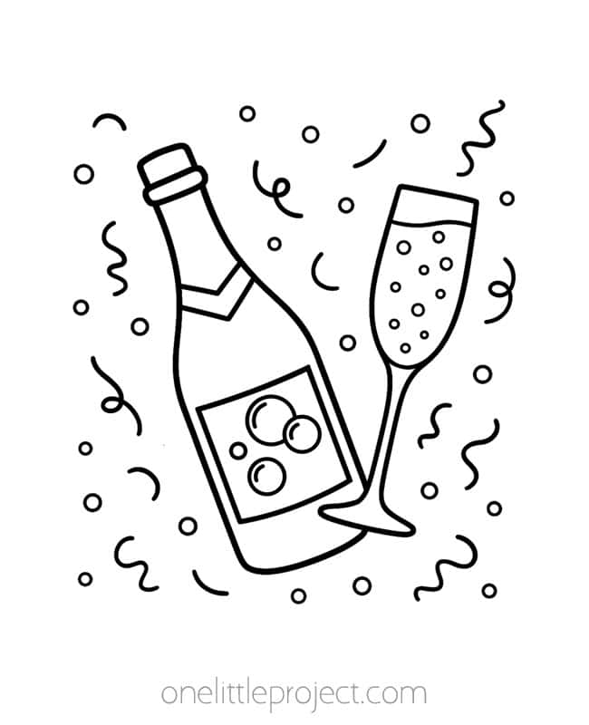 New Years Coloring Sheets New Years Coloring Sheets - bubbly drink