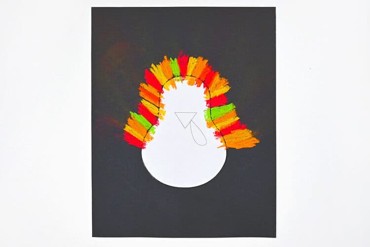Turkey Chalk Art - Colorful Chalk Pastel Thanksgiving Craft for Kids