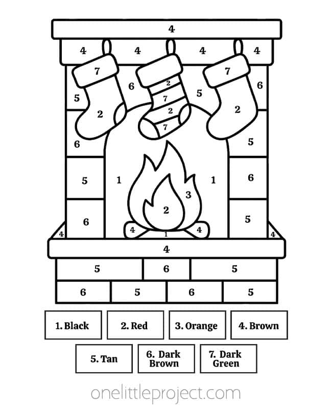 Christmas Color by Number Christmas Color by Number - Fireplace