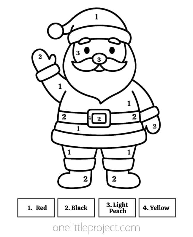 Christmas Color by Number Christmas Color by Number - Santa