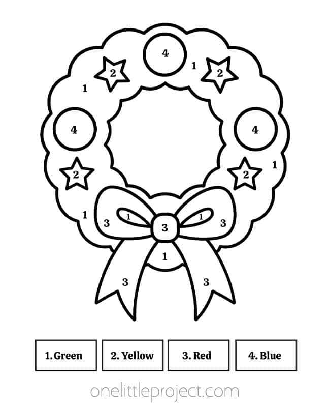 Christmas Color by Number Christmas Color by Number - Wreath