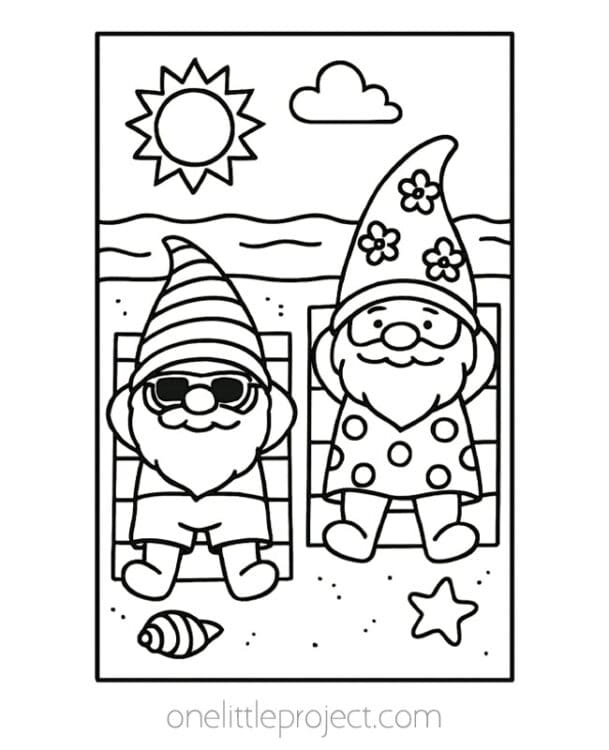 Gnome Coloring Pages - Free Printable Gnome Coloring Sheets