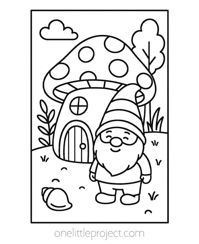 Gnome Coloring Pages Gnome Coloring Pages - mushroom gnome home