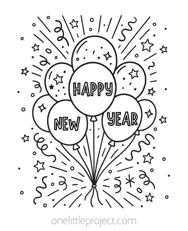 January Coloring Pages January Coloring Pages - New Year's balloons