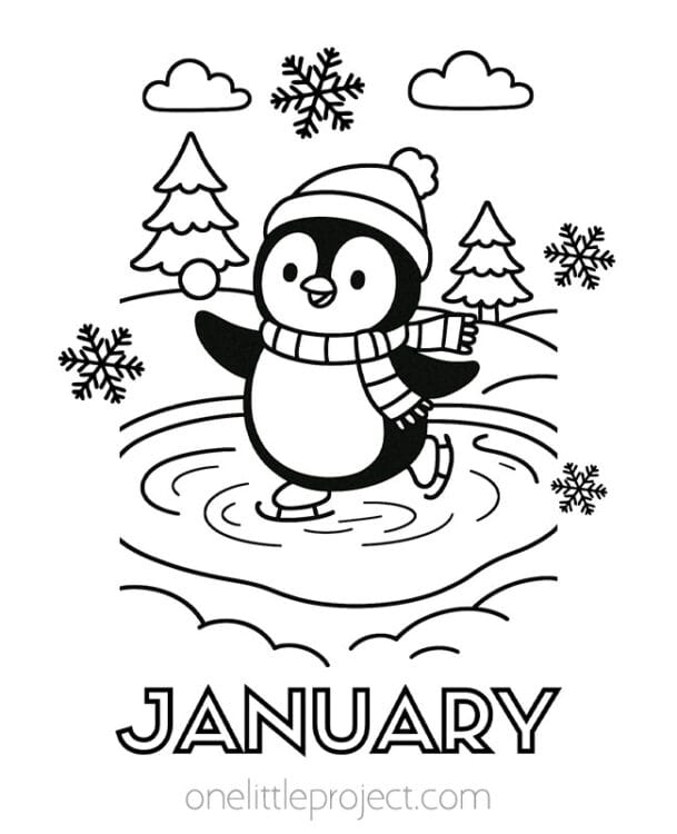 January Coloring Pages - Cute & Printable Winter Color Sheets