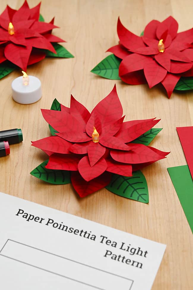 Paper Poinsettia Christmas Decoration Cute paper poinsettias and craft supplies to make them