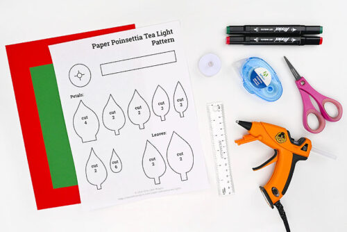 Paper Poinsettia Tea Light Supplies