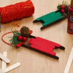 Sled Ornament Made with Craft Sticks
