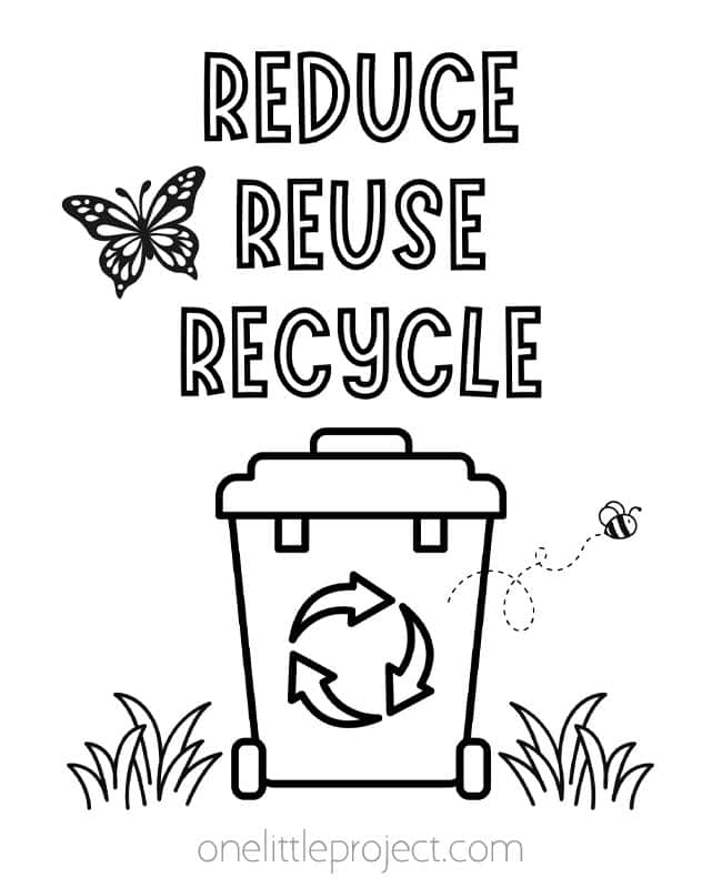 Earth Day Color Page Earth Day Color Page - Reduce, reuse, recycle