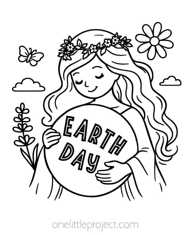 Earth Day Coloring Page Earth Day Coloring Page - Mother Earth