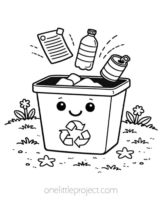 Earth Day Coloring Pages Earth Day Coloring Pages - recycling bin