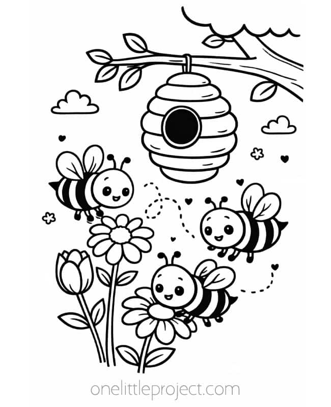 Earth Day Coloring Pages Earth Day Coloring Pages - pollinators, bees, and hive