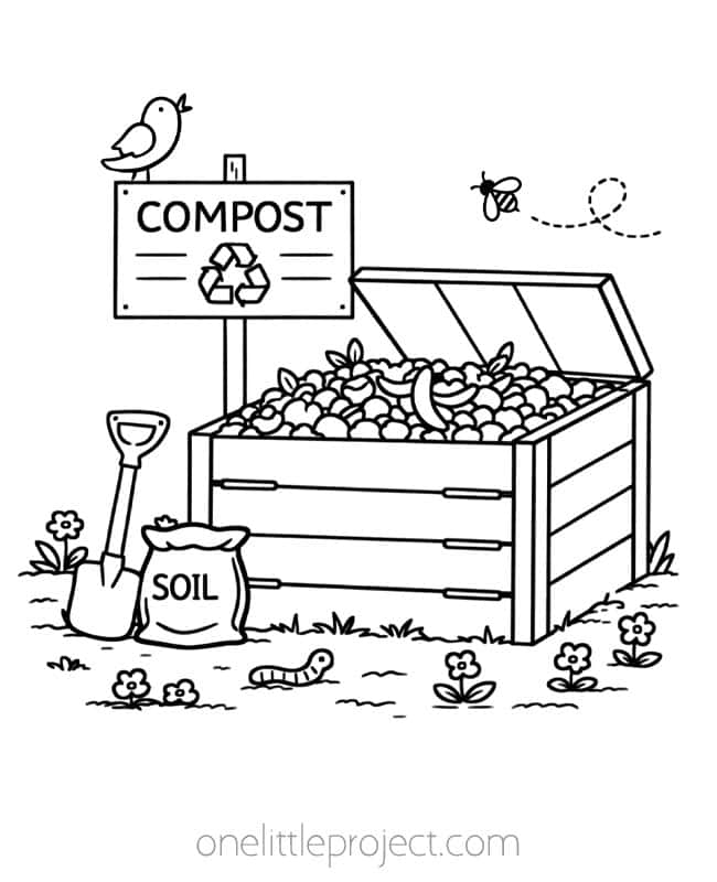 Earth Day Coloring Pages Earth Day Coloring Pages - compost bin