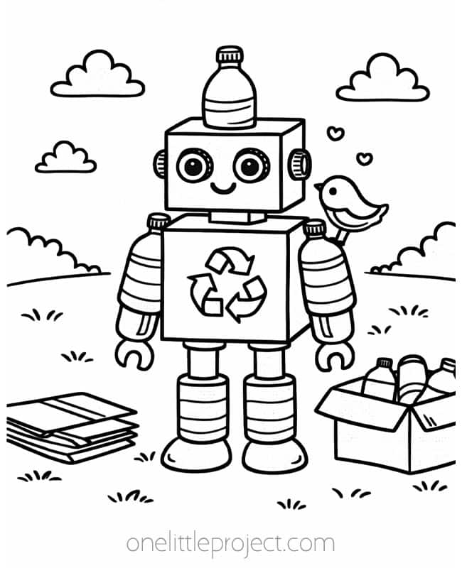 Earth Day Coloring Sheet Earth Day Coloring Sheet - recycled robot