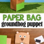 Printable groundhog paper bag puppet
