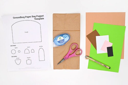 Groundhog Paper Bag Puppet Supplies