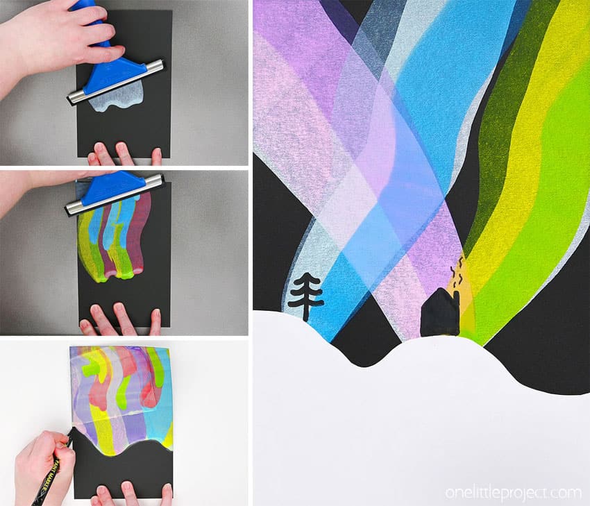 How to Make Northern Lights Squeegee Art DIY northern lights squeegee painting