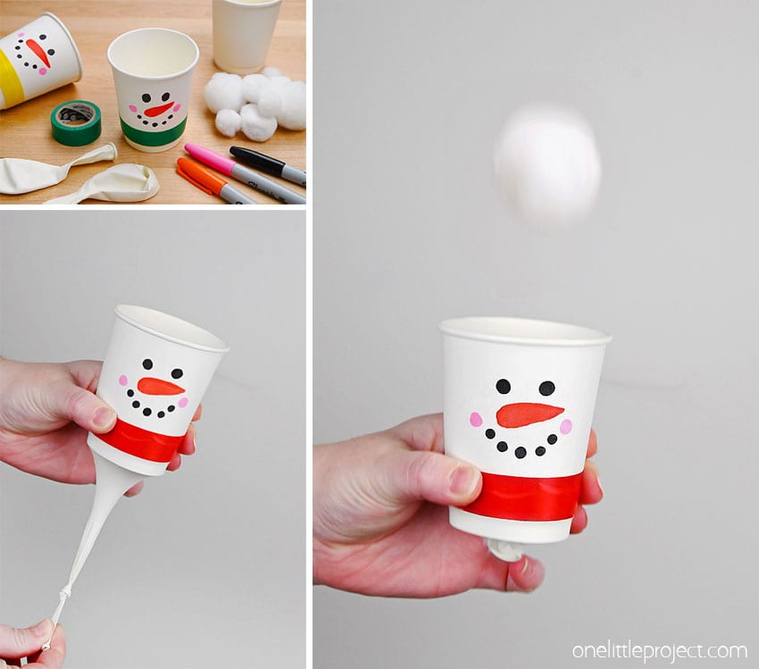 How to Make a Snowman Pom Pom Launcher DIY pom pom shooter