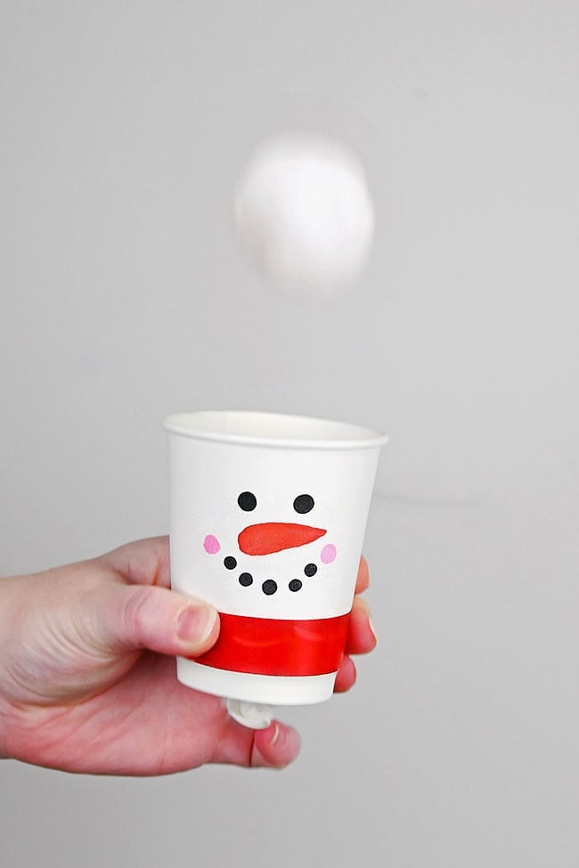 Pom Pom Shooter Snowman Pom pom shooting out of the snowman launcher