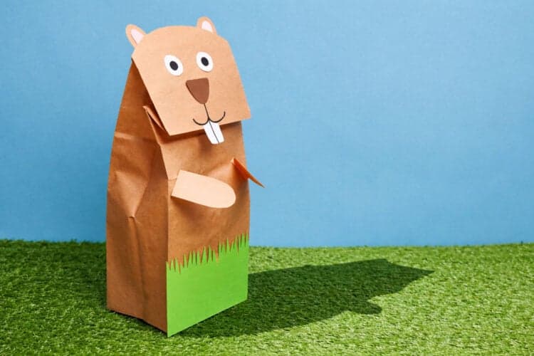 Printable Groundhog Puppet Template