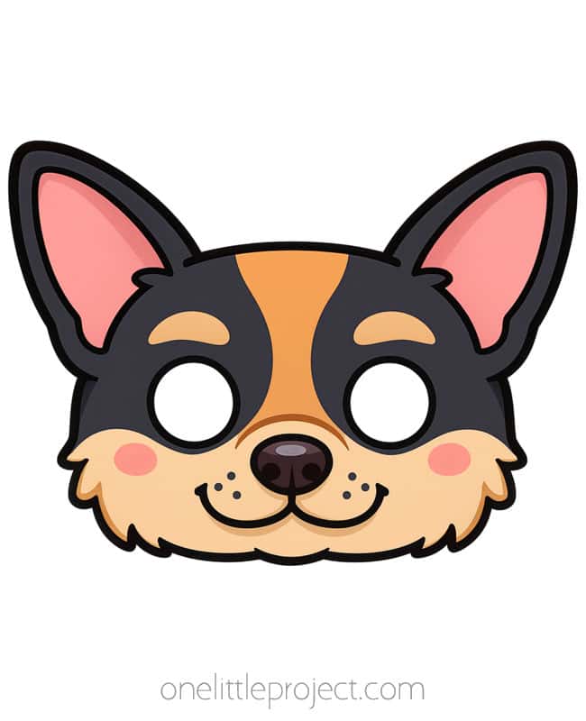 Small Dog Mask Printable mixed breed dog mask for kids